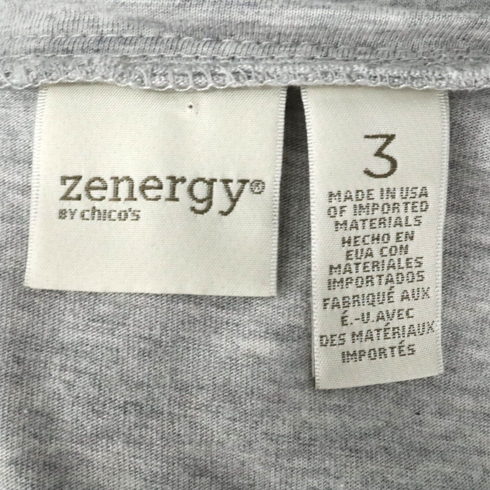 Chicos Zenergy Top 3 Womens XL 16 Gray T-shirt Lace Scoop Neck Pullover Whimsy - Picture 3 of 13